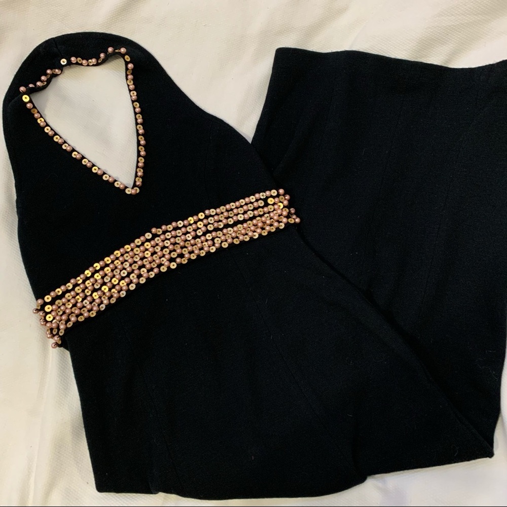 Nina Patrick Halter Beaded Dress | Medium